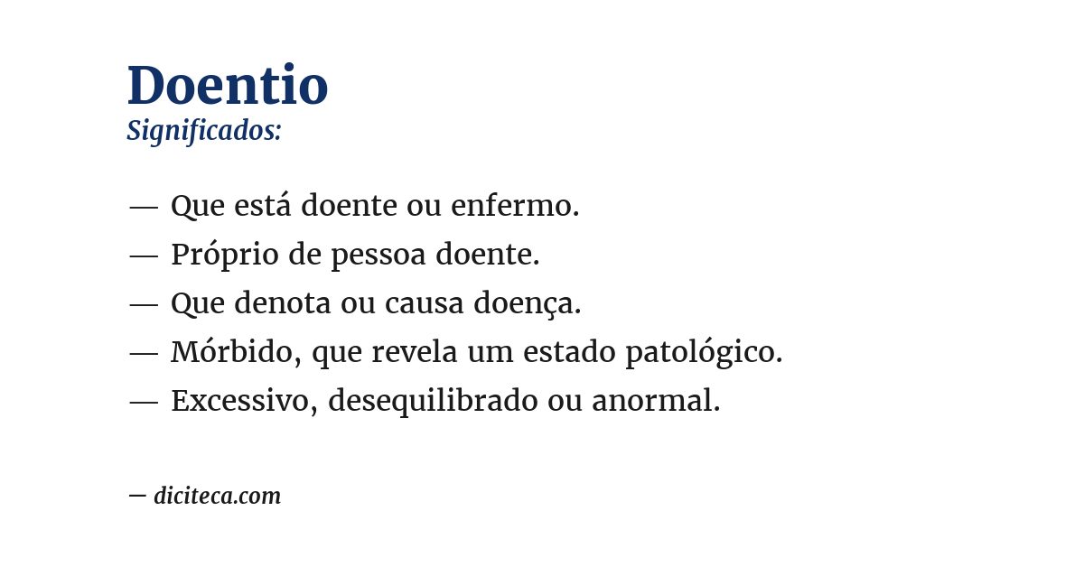 Significado de doentio