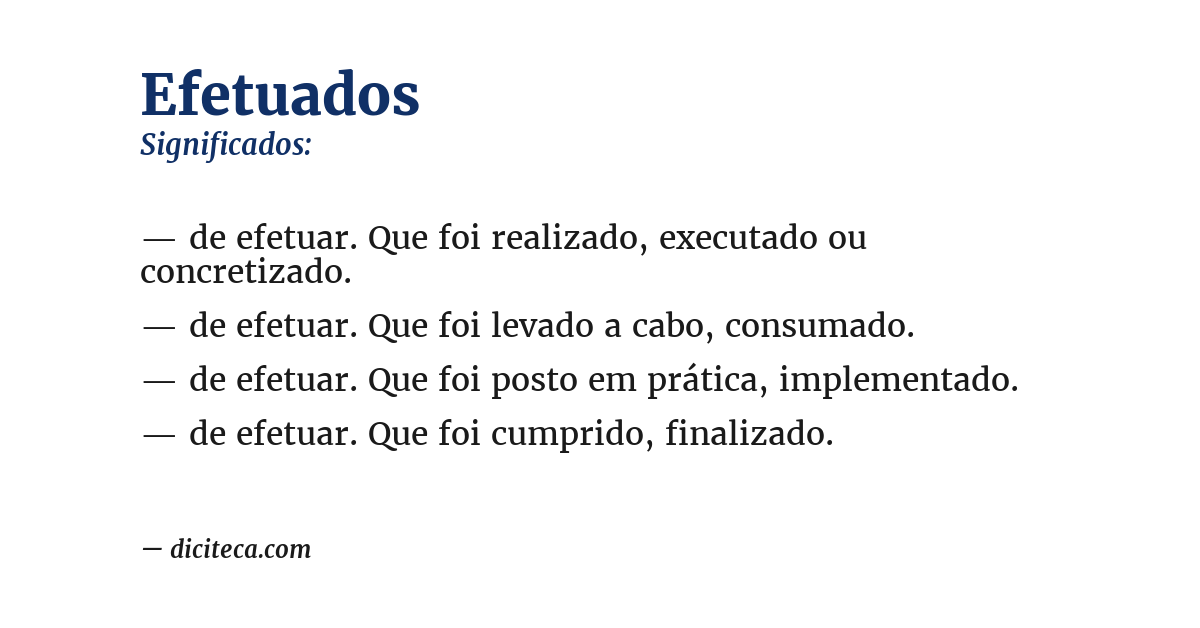 Significado de efetuados