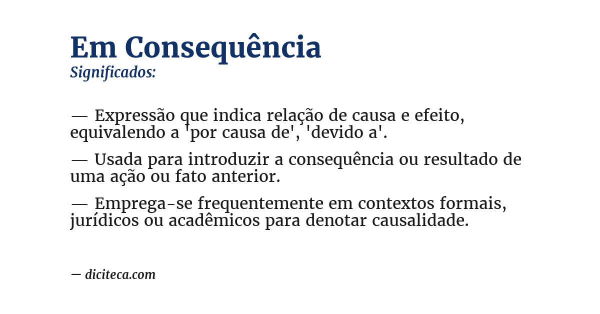 Significado de em consequência