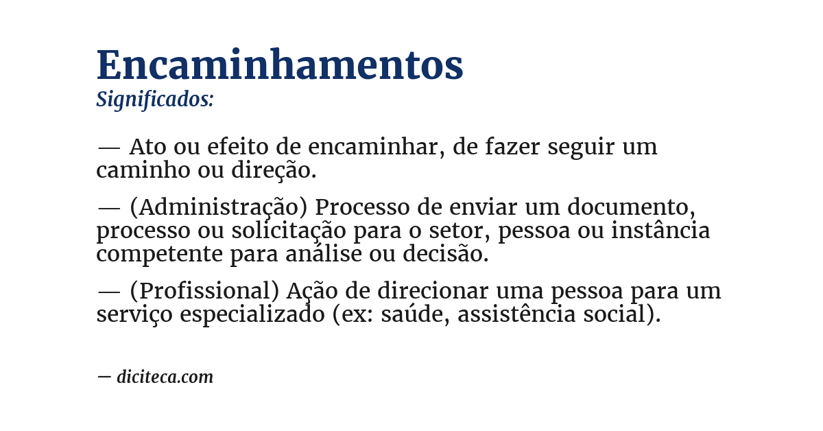 Significado de encaminhamentos