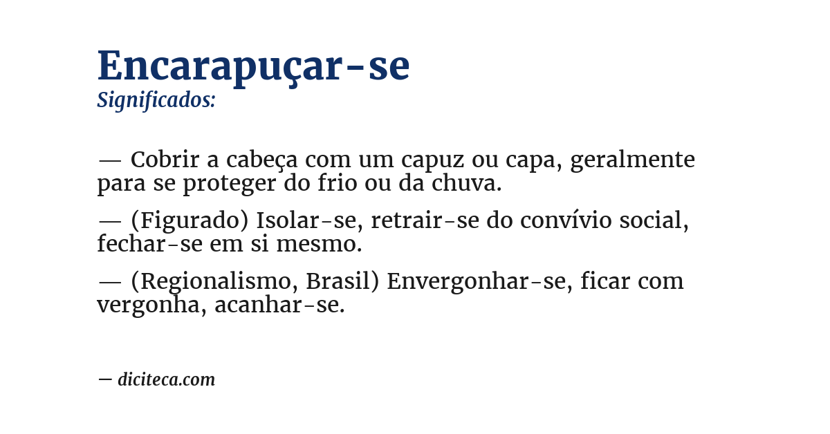 Significado de encarapuçar-se