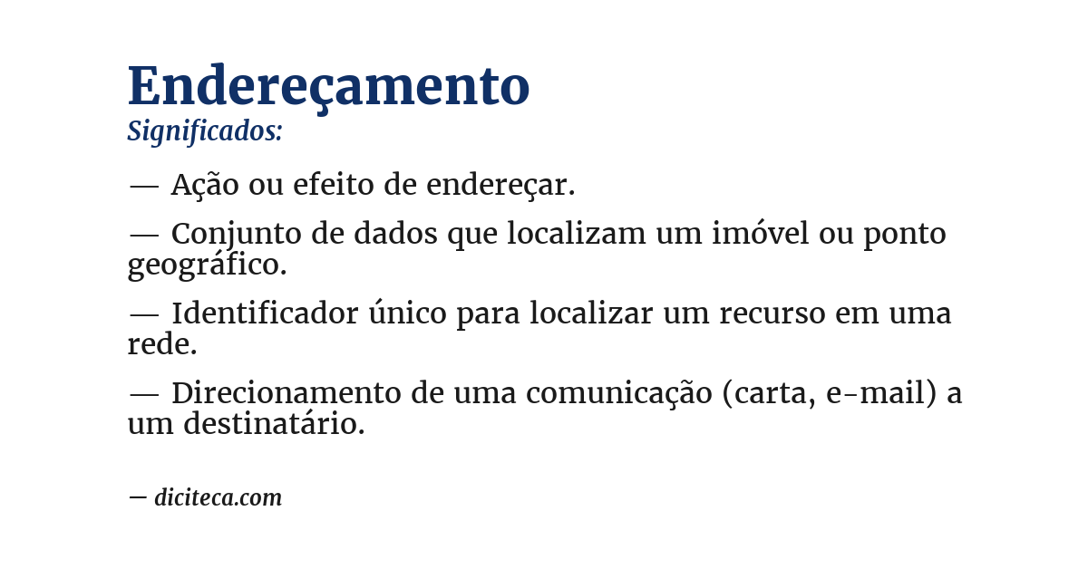 Significado de endereçamento