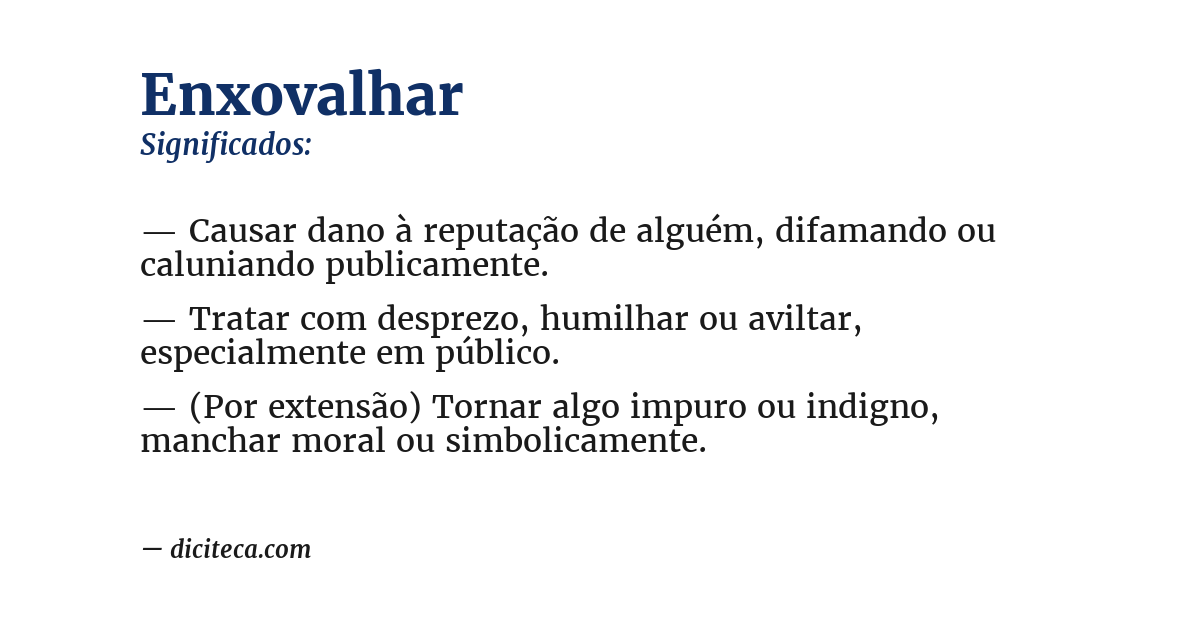 Significado de enxovalhar