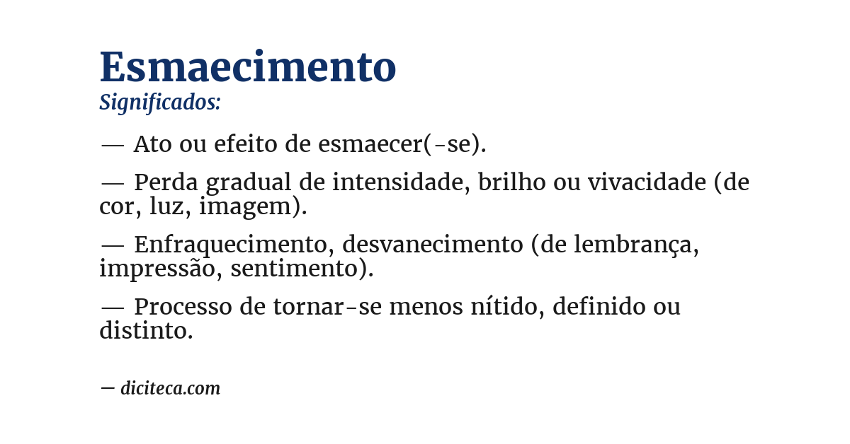 Significado de esmaecimento