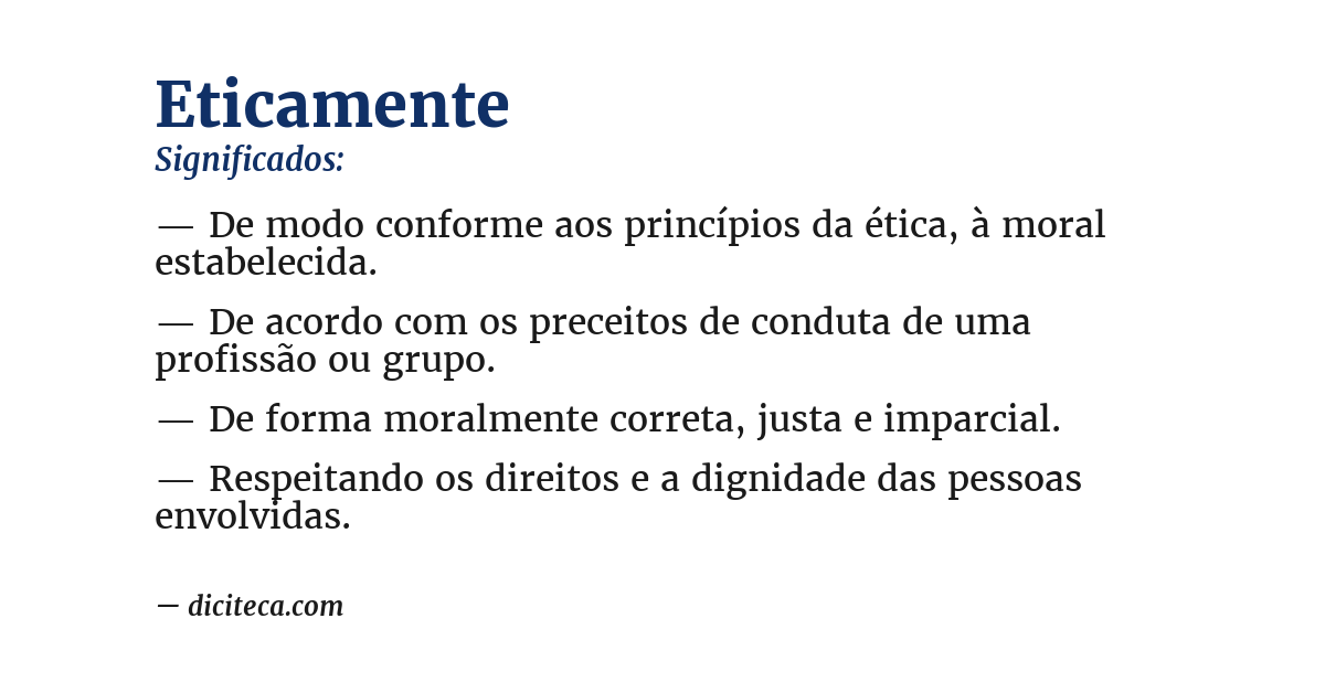 Significado de eticamente