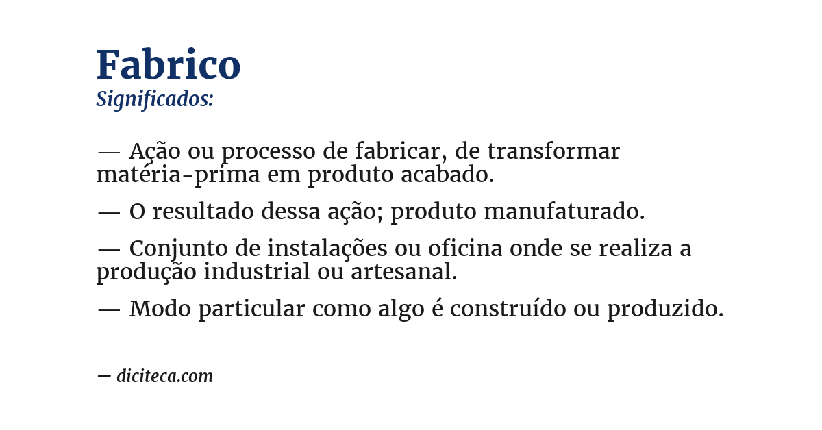 Significado de fabrico