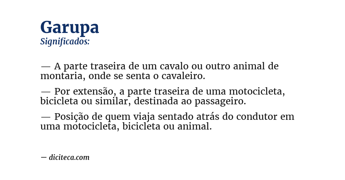 Significado de garupa