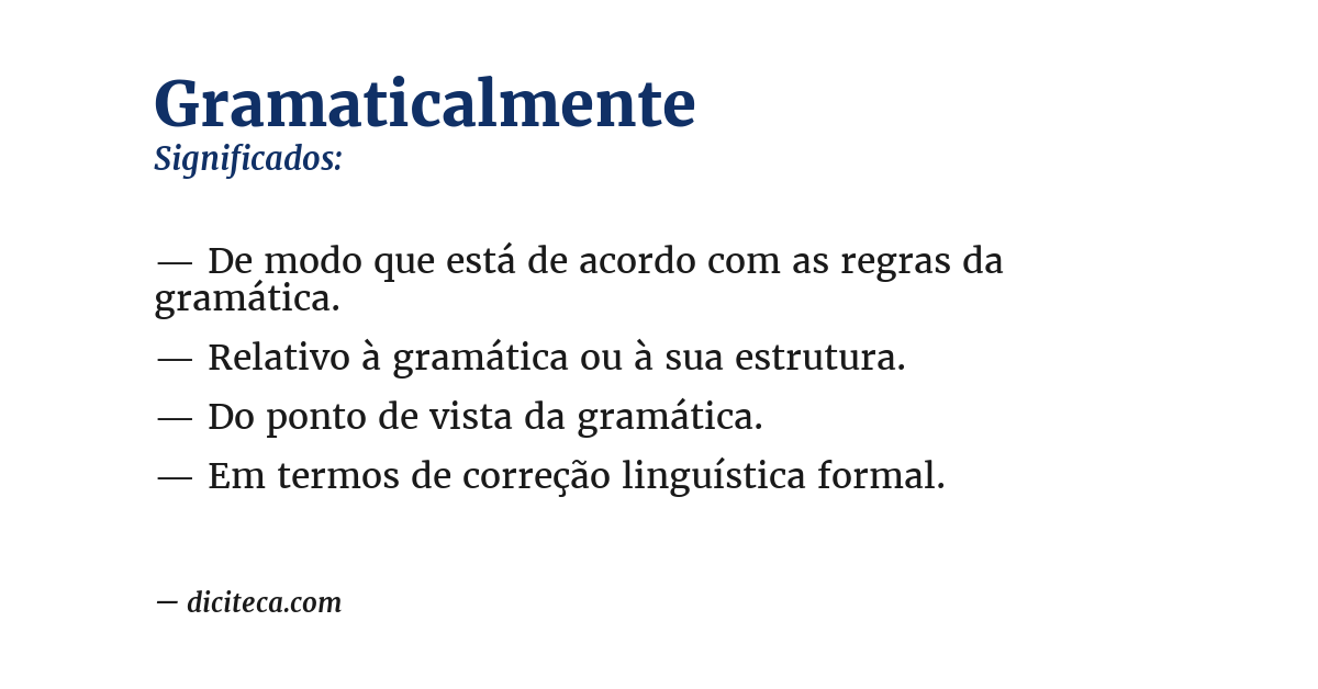 Significado de gramaticalmente
