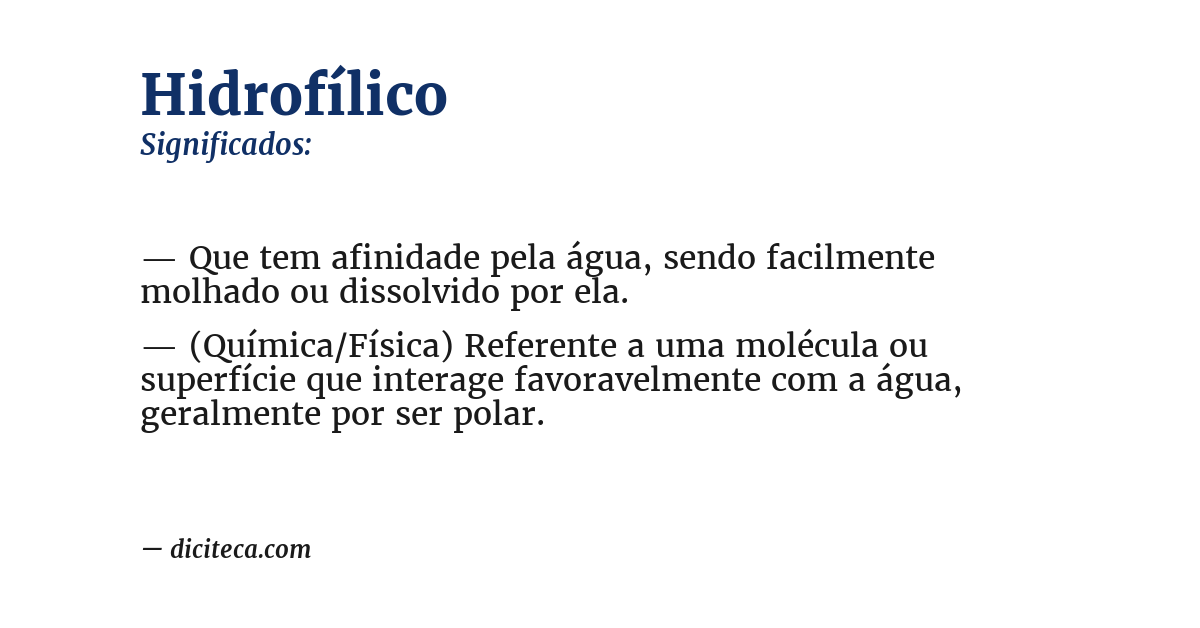 Significado de hidrofílico