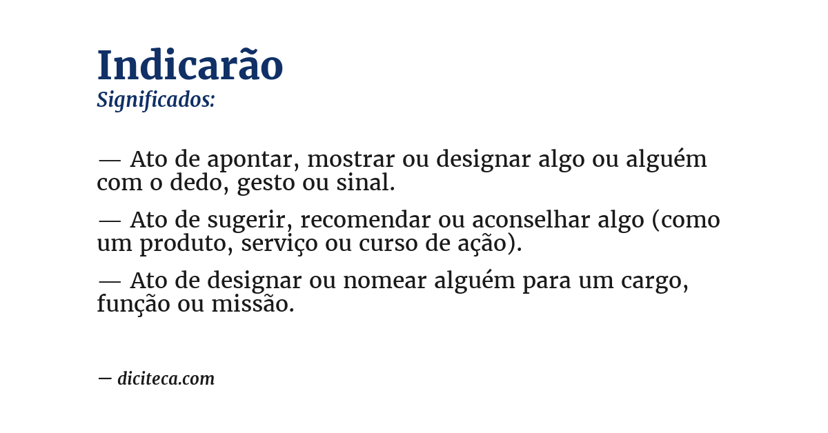 Significado de indicarão