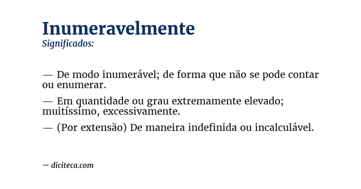 Significado de inumeravelmente