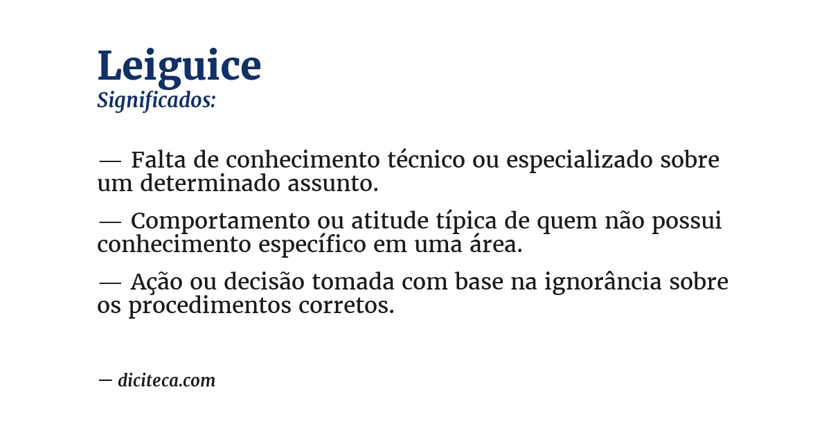 Significado de leiguice