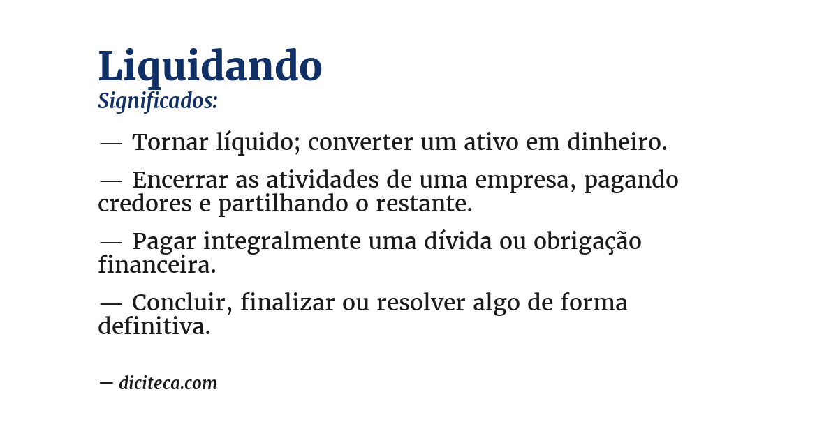 Significado de liquidando