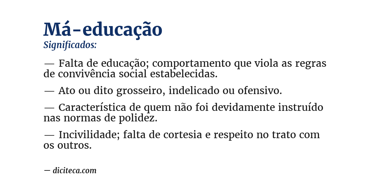 Significado de má-educação