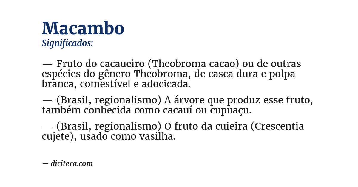 Significado de macambo