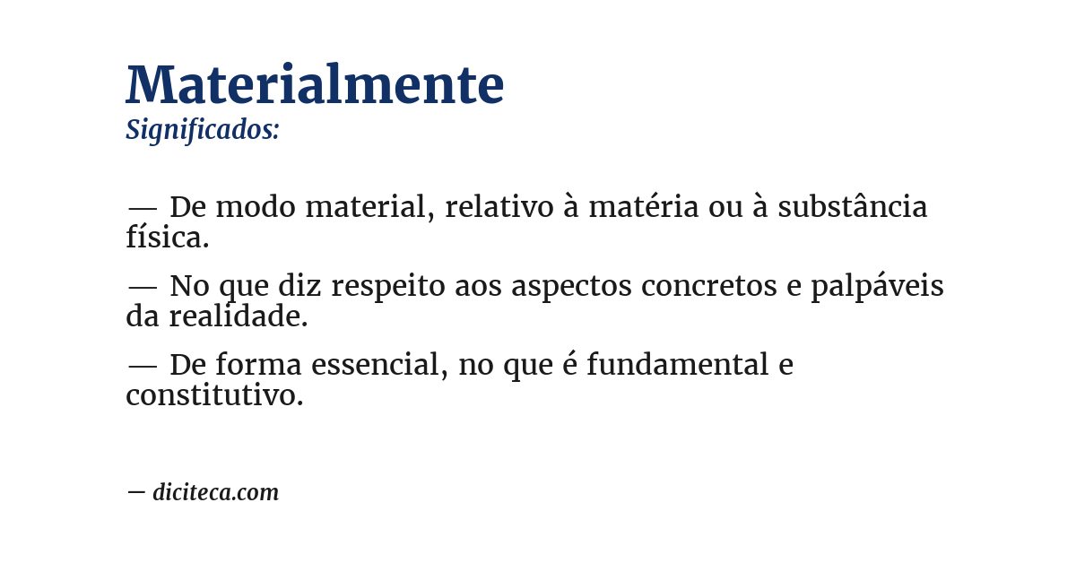 Significado de materialmente