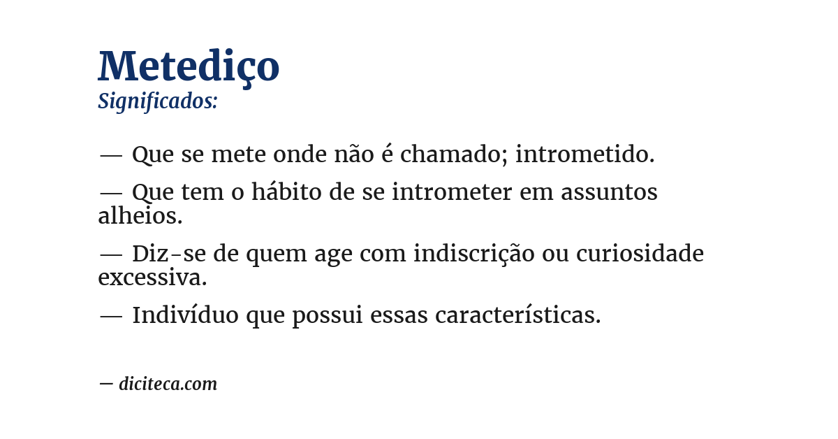 Significado de metediço