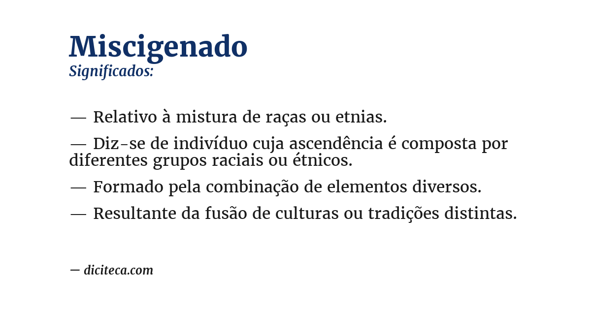 Significado de miscigenado