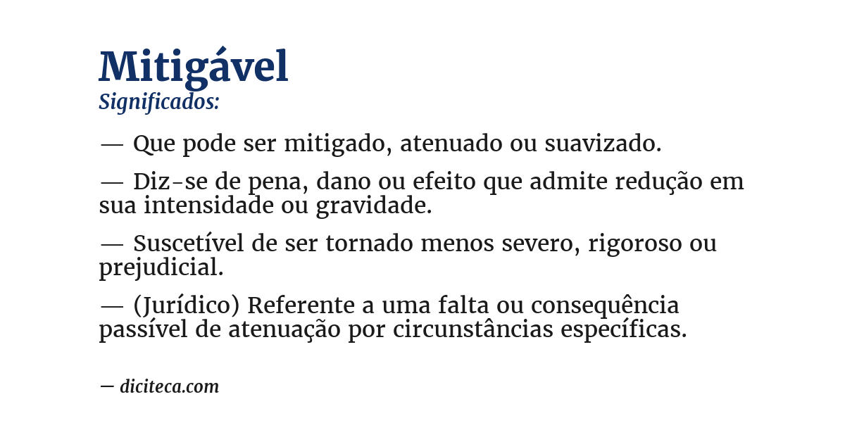 Significado de mitigável