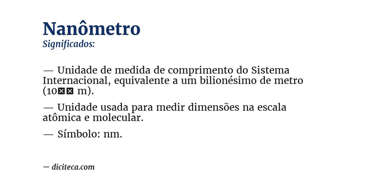 Significado de nanômetro