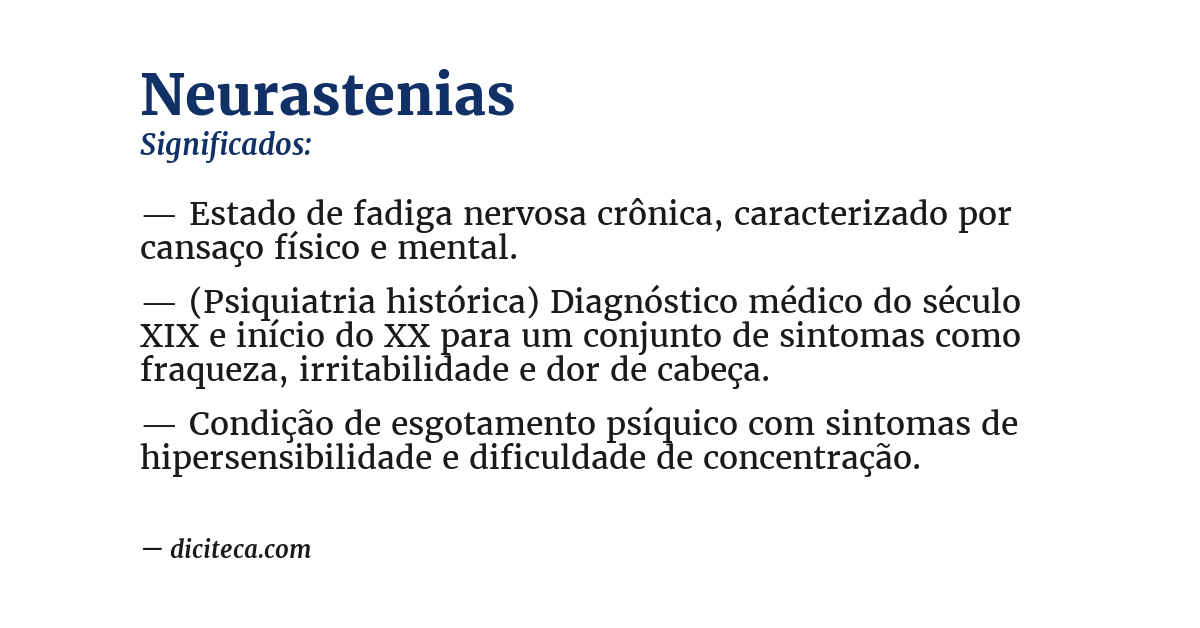 Significado de neurastenias