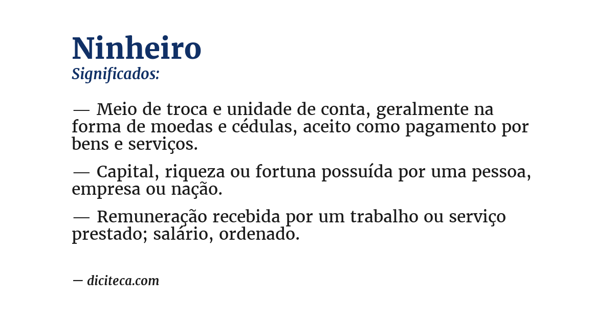 Significado de ninheiro