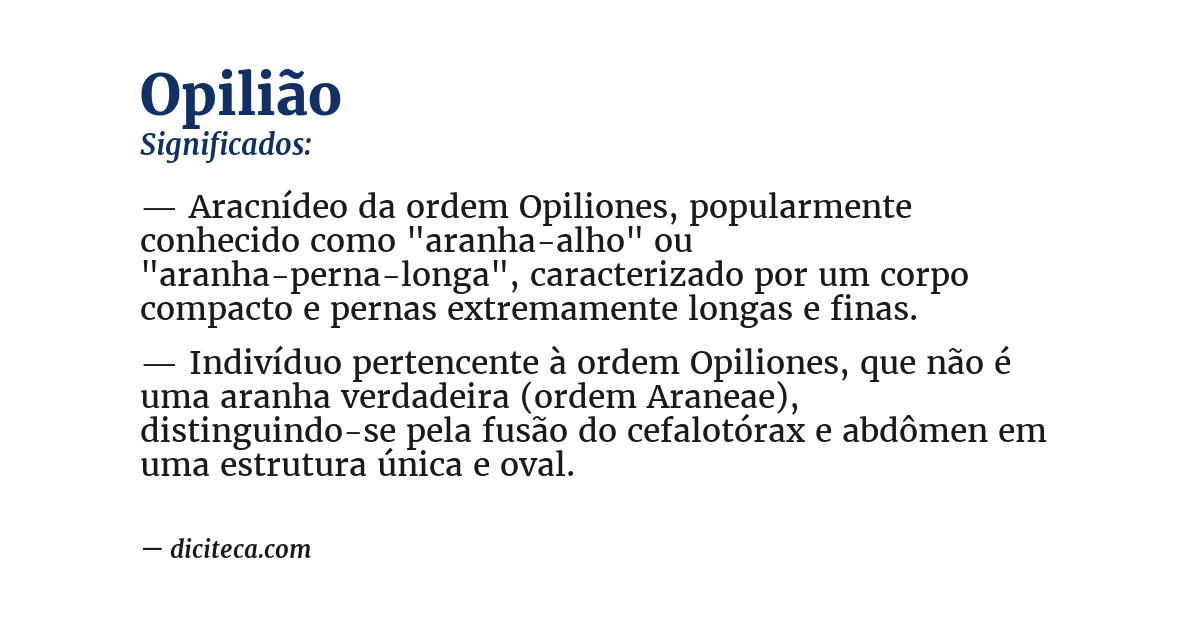 Significado de opilião