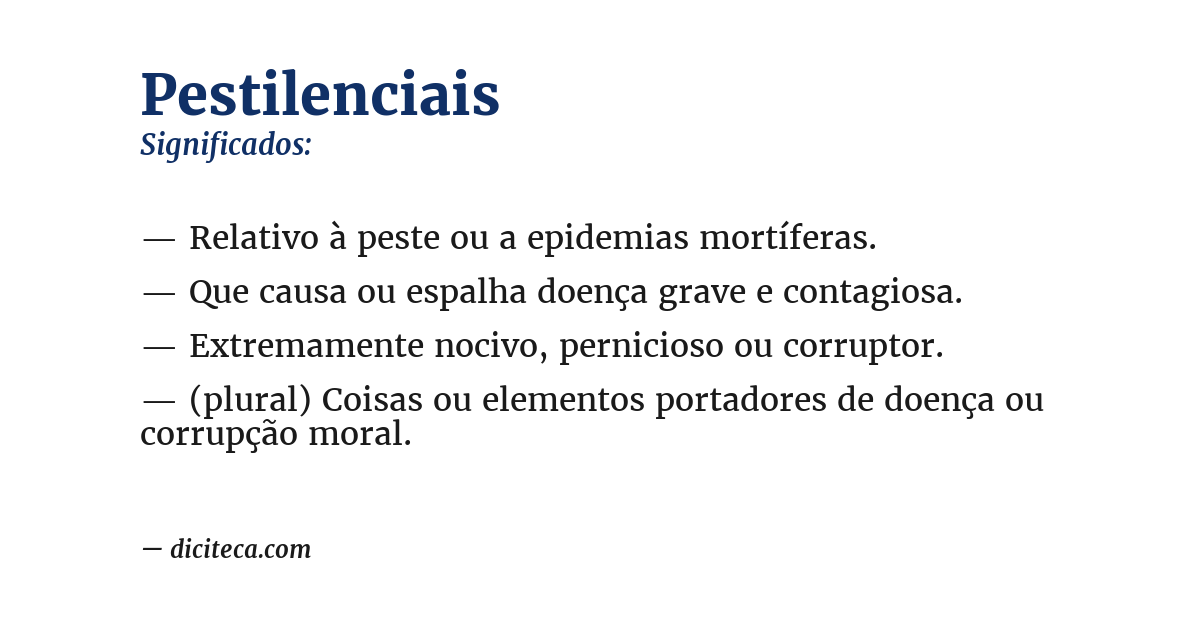 Significado de pestilenciais