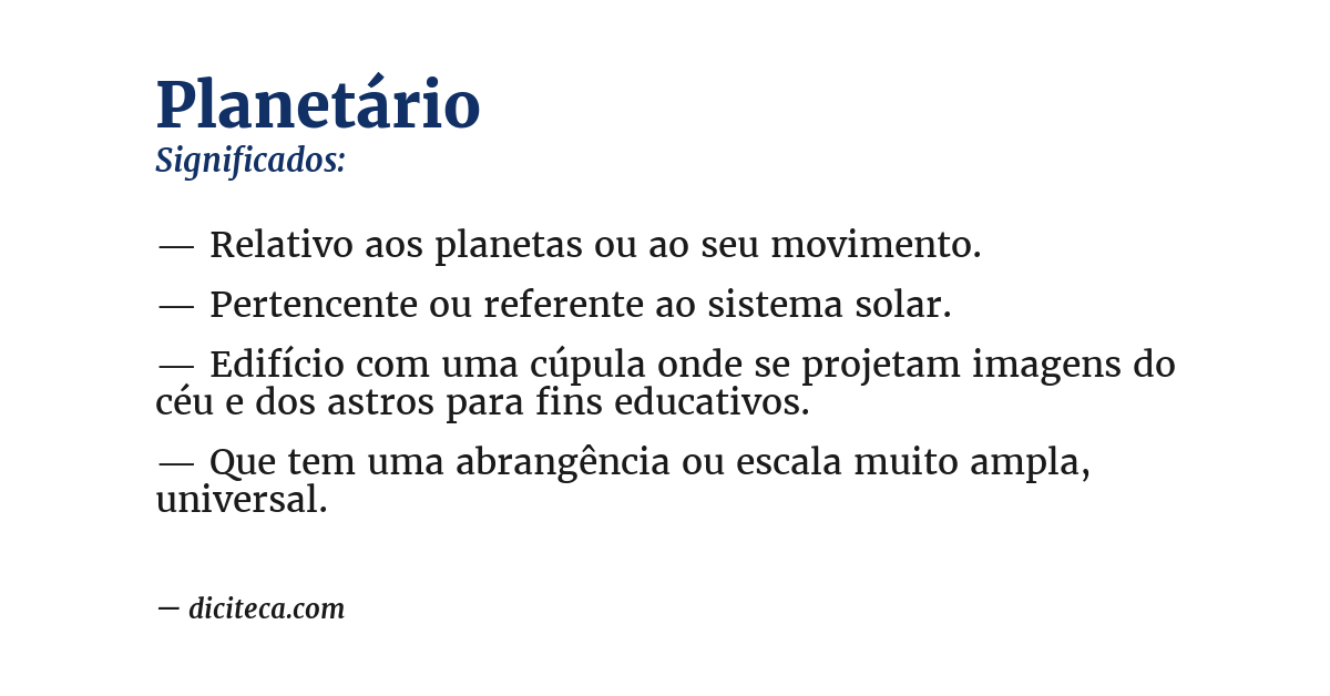 Significado de planetário
