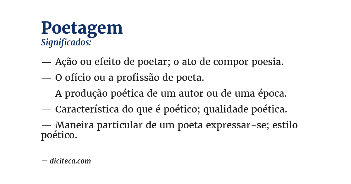 Significado de poetagem