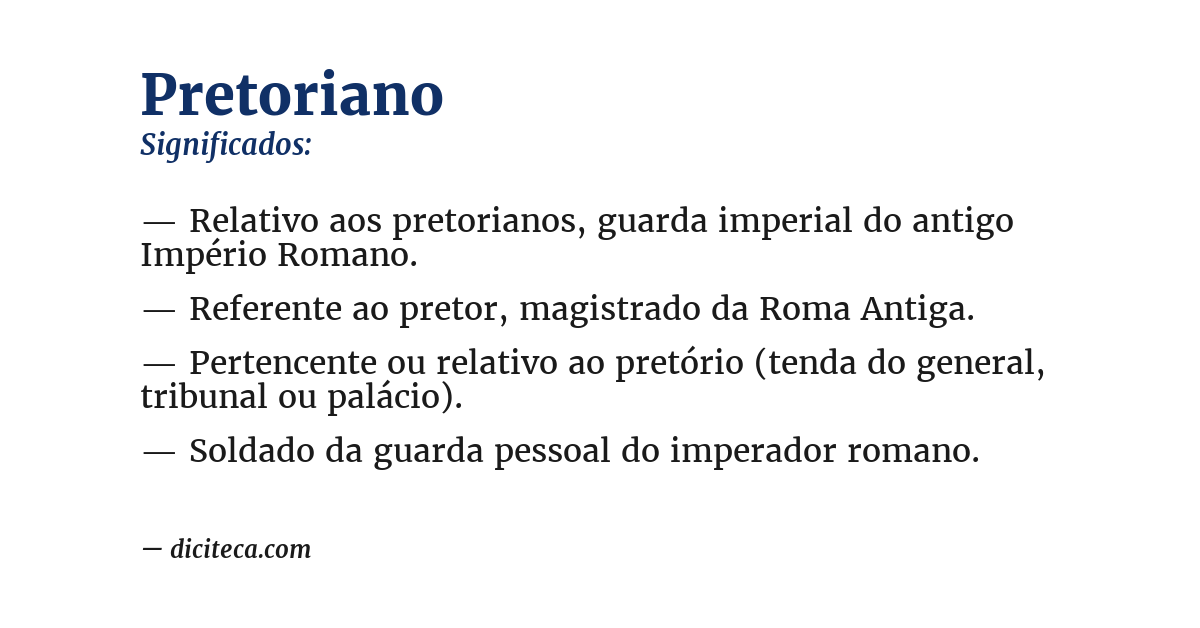 Significado de pretoriano