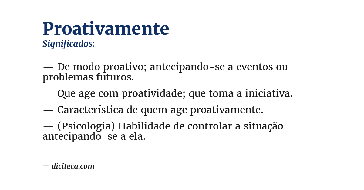 Significado de proativamente
