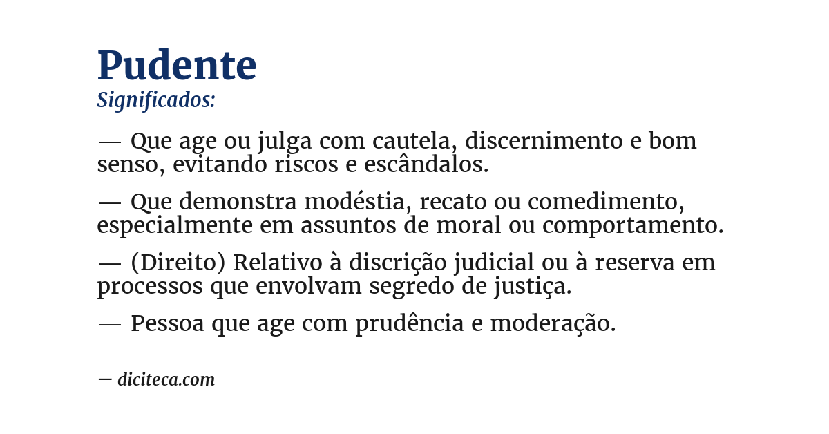 Significado de pudente