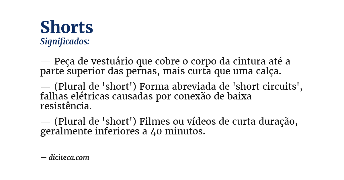 Significado de shorts