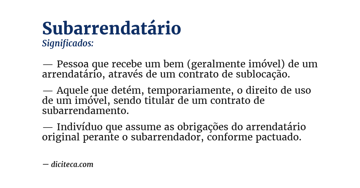 Significado de subarrendatário