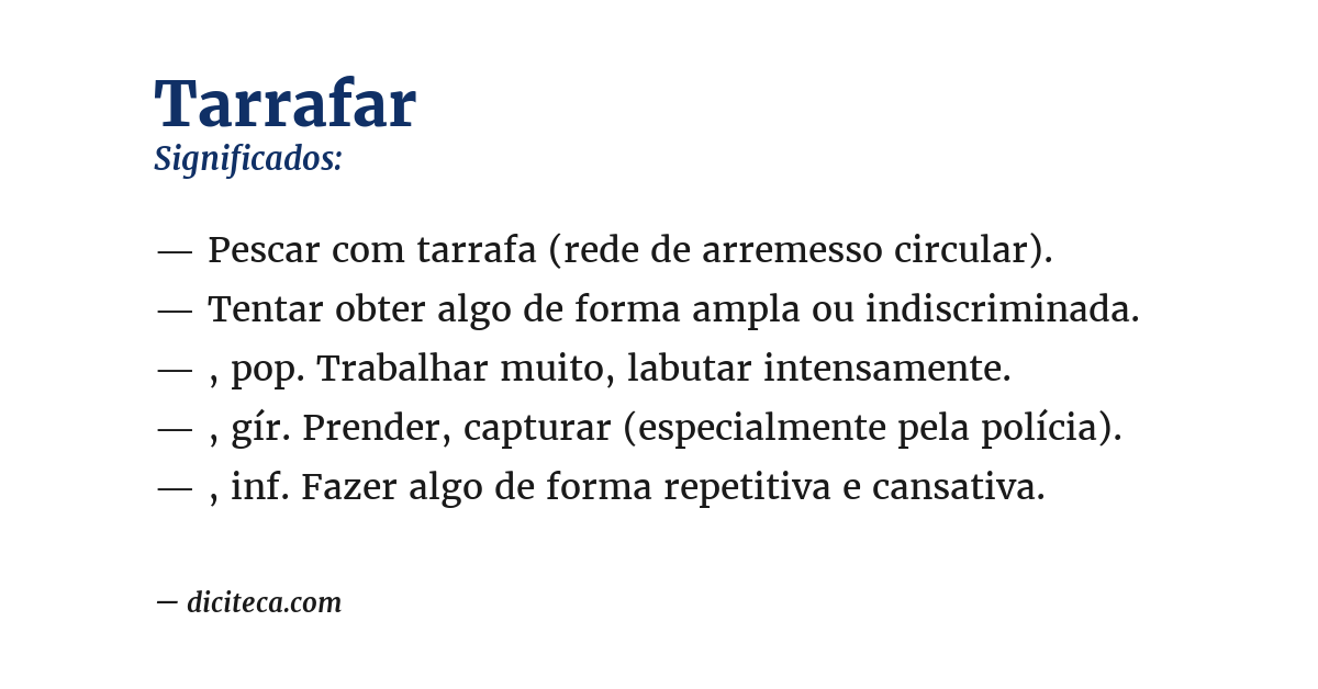 Significado de tarrafar