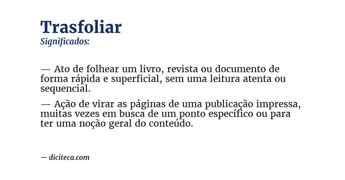 Significado de trasfoliar