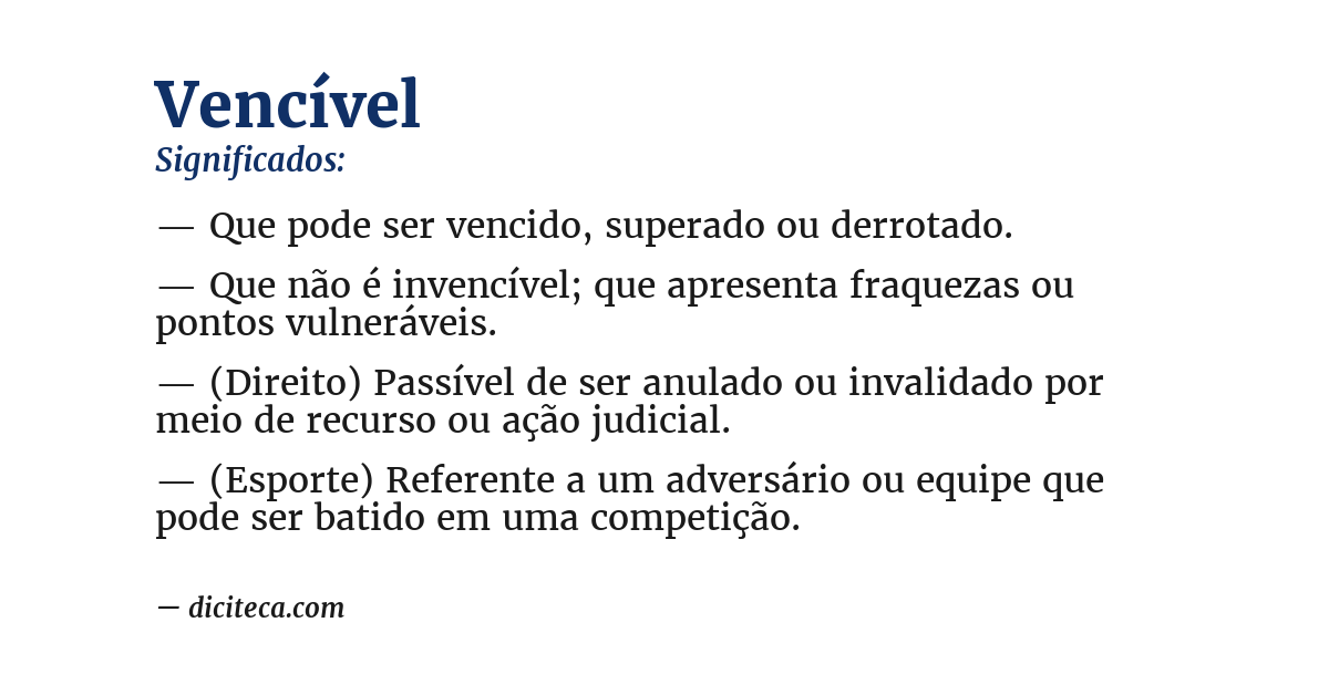 Significado de vencível