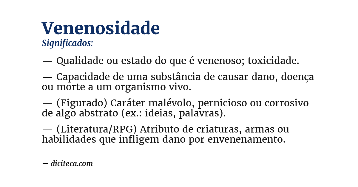 Significado de venenosidade