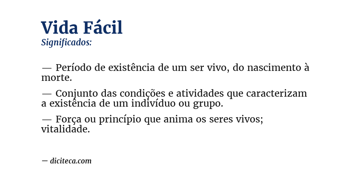 Significado de vida fácil