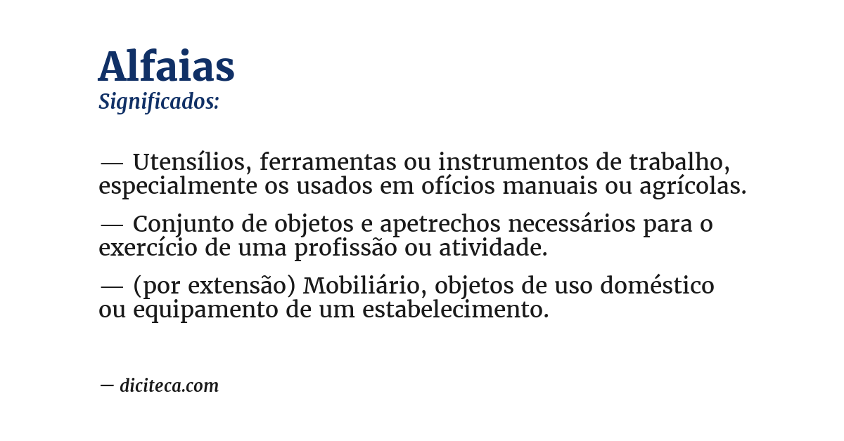 Significado de alfaias