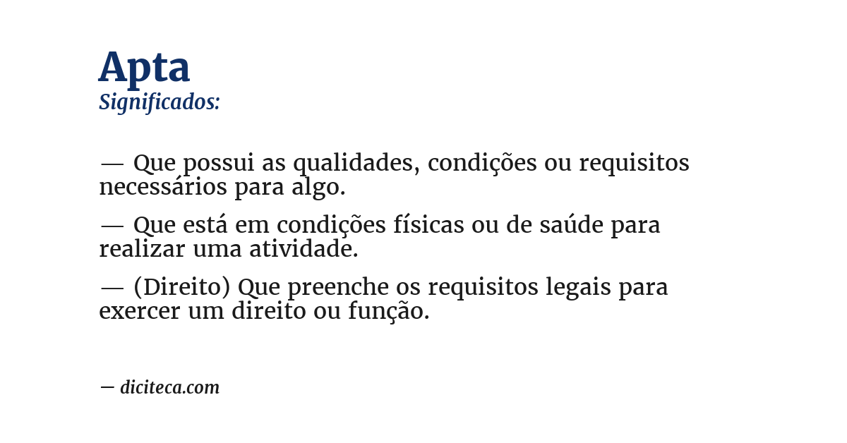 Significado de apta