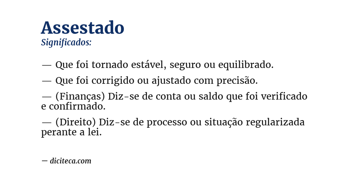 Significado de assestado