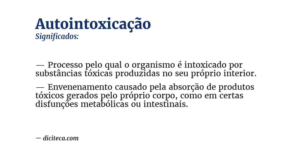 Significado de autointoxicação