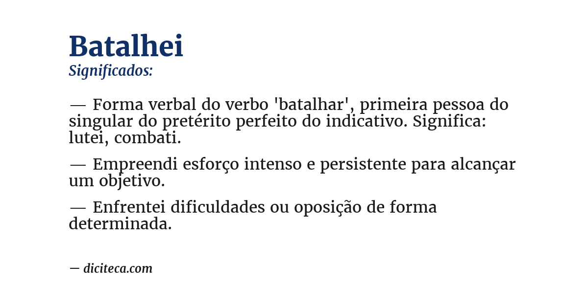 Significado de batalhei