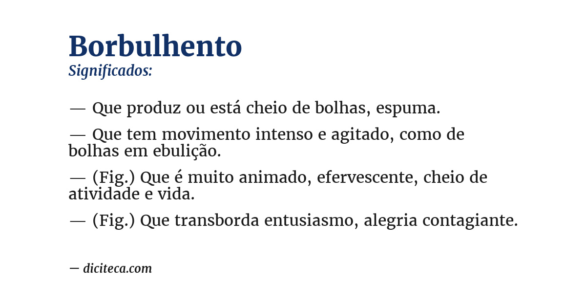 Significado de borbulhento
