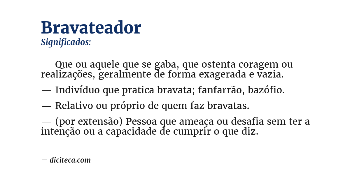 Significado de bravateador