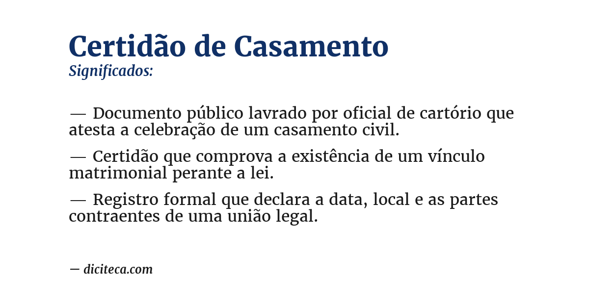 Significado de certidão de casamento