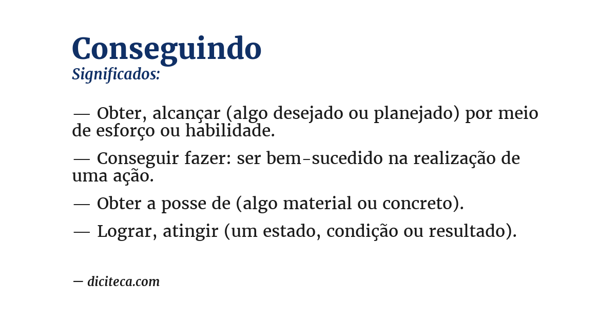 Significado de conseguindo