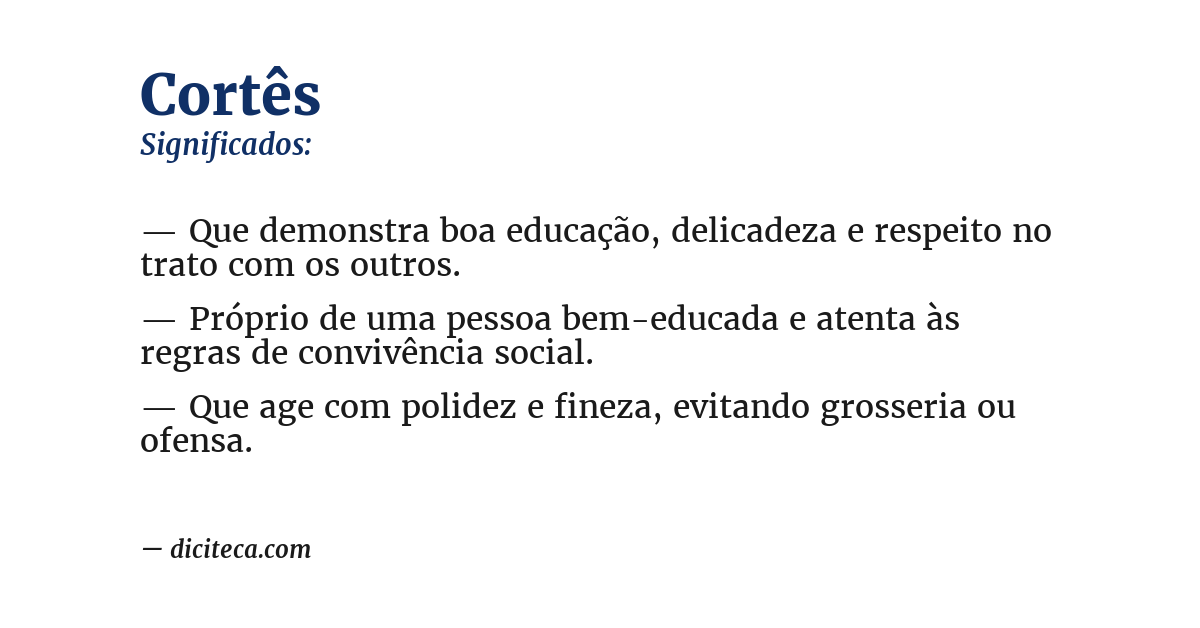 Significado de cortês